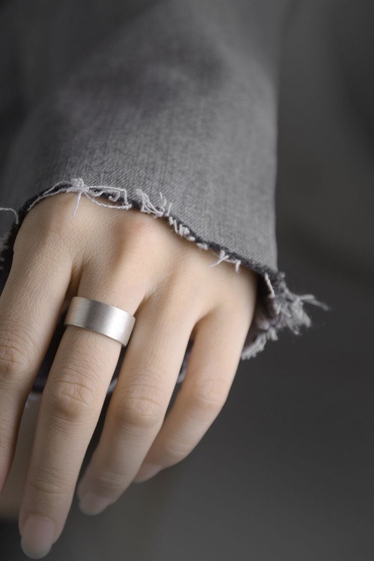 Silver Matte Open Band Ring