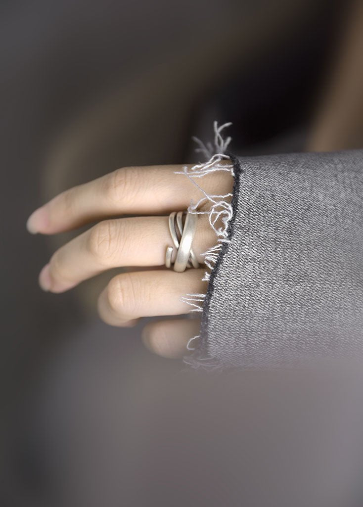 Serene Twist Matte Silver Ring