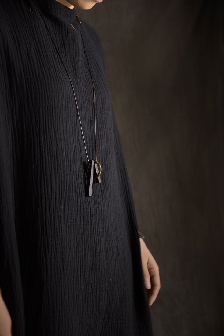 Ebony & Alloy Pendant Necklace