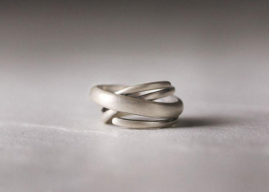 Serene Twist Matte Silver Ring