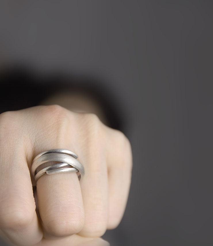 Serene Twist Matte Silver Ring