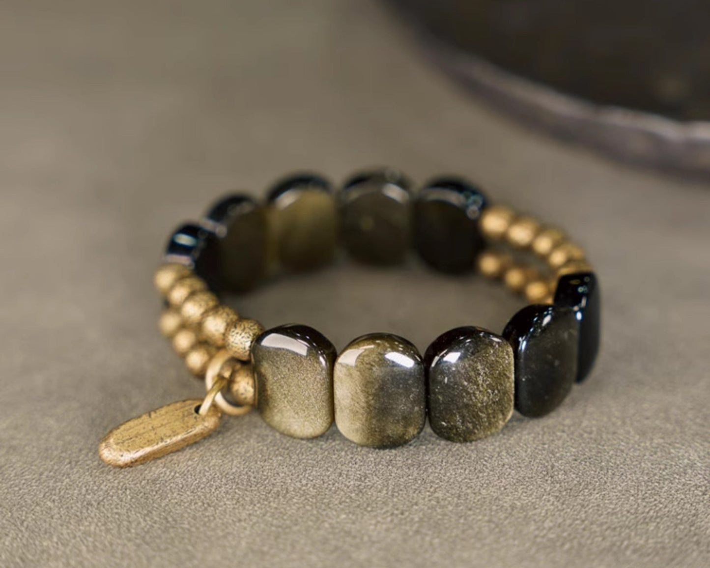 Black Obsidian Cat's Eye Double-Layer Bracelet