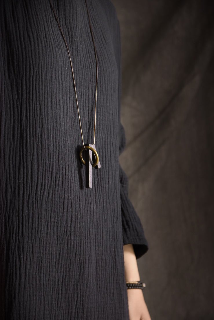 Ebony & Alloy Pendant Necklace