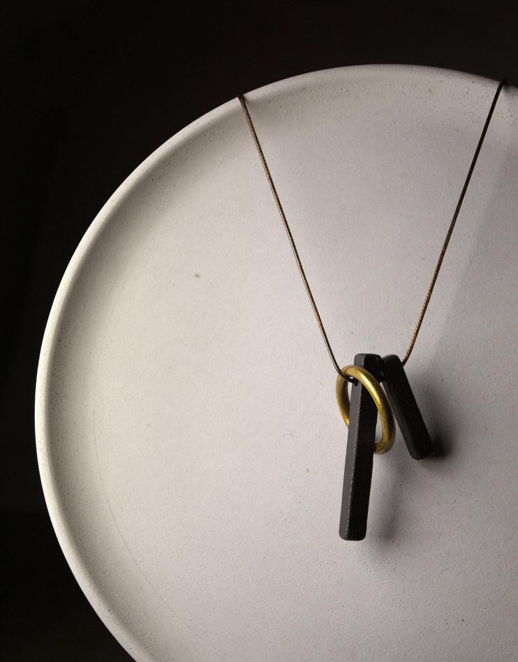 Ebony & Alloy Pendant Necklace