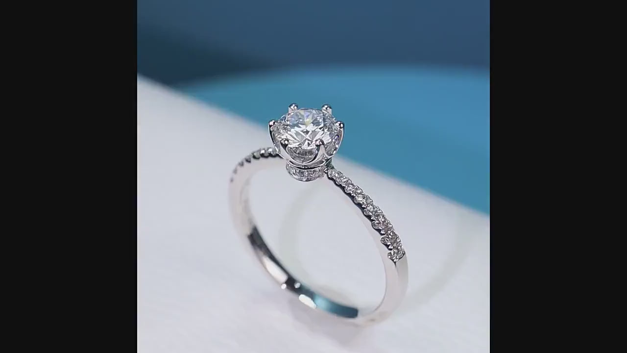 18K Solid White Gold 1 CT Lab Grown Diamond Proposal Ring Customizing SOLITAIRE Round Diamond Wedding Ring